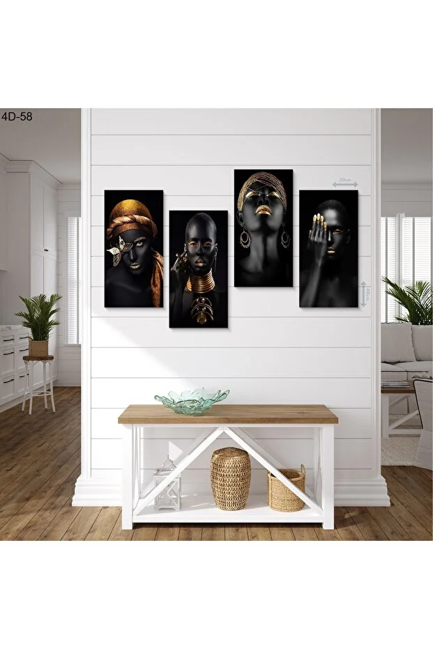 Afrikalı Kadınlar 4 Parçalı Mdf Tablo